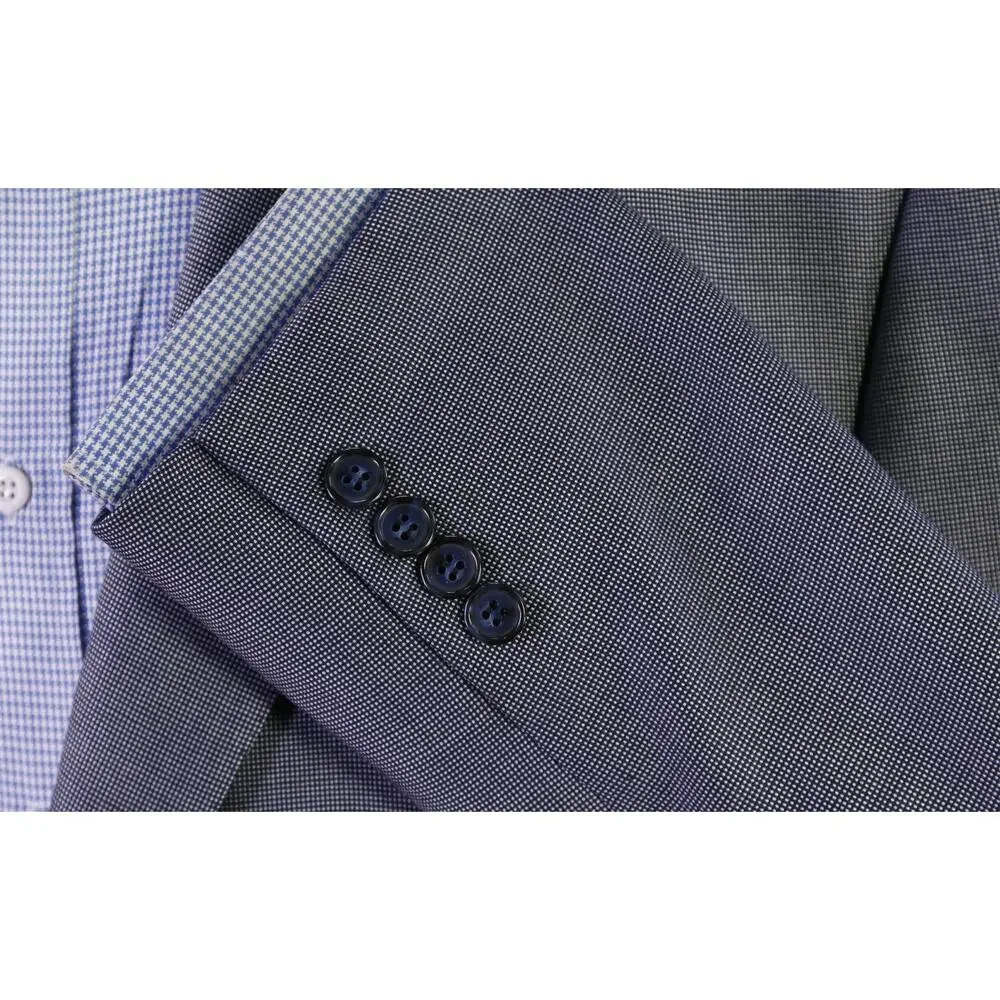 Brioni Recent Navy Blue Gray Tic Woven 100% Cashmere 2-Btn Blazer Jacket 46S